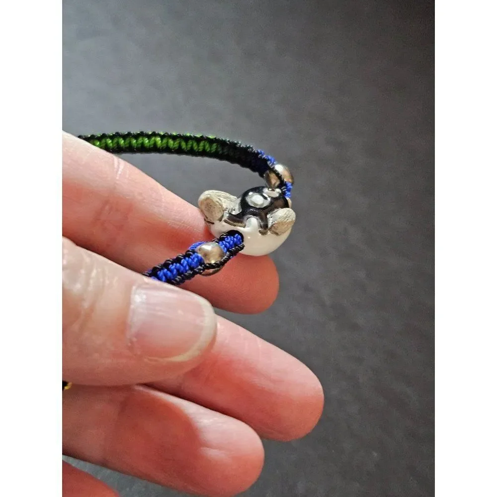 Ceramic black and white whale bracelet adjustable